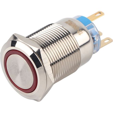 Wasserdichter, Selbstverriegelnder Drucktaster Aus Edelstahl, 19 Mm, 12–24 V, Rote Led