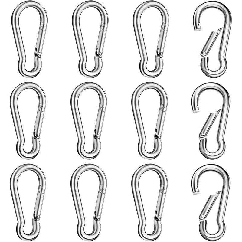 Edelstahl-karabiner - 12er-pack - Robust, Vielseitig Einsetzbar Für Sport, Camping, Haustiere, 5x50 Mm.