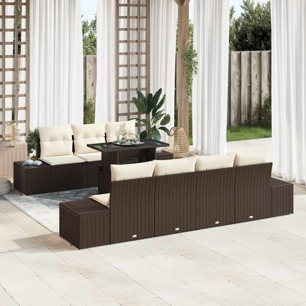 Vidaxl Gartensofa-set Mit Kissen 8 Pcs Braun Und Creme