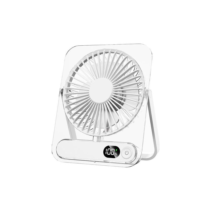 Wiederaufladbarer, Tragbarer Usb-tischventilator Mit 5 Geschwindigkeitsstufen, Ultraleisem Led-display Und 180° Verstellbarem Drehwinkel, Für Schlafzimmer, Büro Und Zuhause