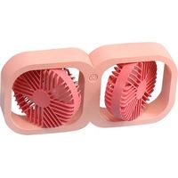Tischventilator Mit Zwei Ventilatorköpfen, 2 Geschwindigkeitsstufen, Usb-aufladbar, Mit Akku, Für Schlafzimmer, Studentenwohnheim, Klassenzimmer, Sommergeschenk, Pfirsichrosa