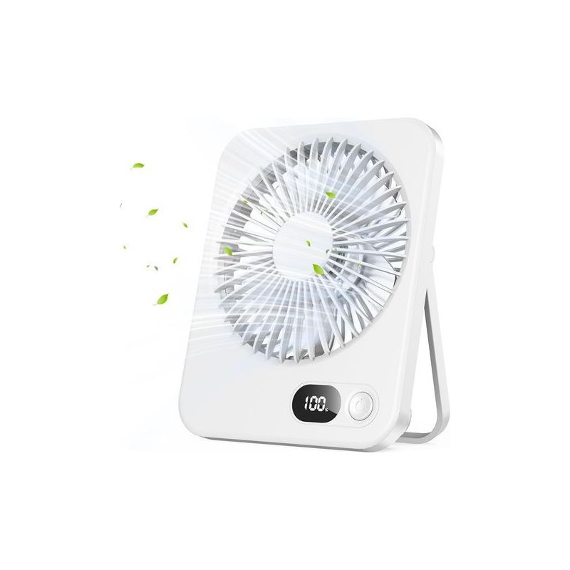 Tragbarer Tischventilator – Usb-anschluss, 5 Geschwindigkeitsstufen, Geräuscharm, Led-anzeige, Wiederaufladbarer, Kabelloser Ventilator Für Zuhause, Büro Und Außenbereich