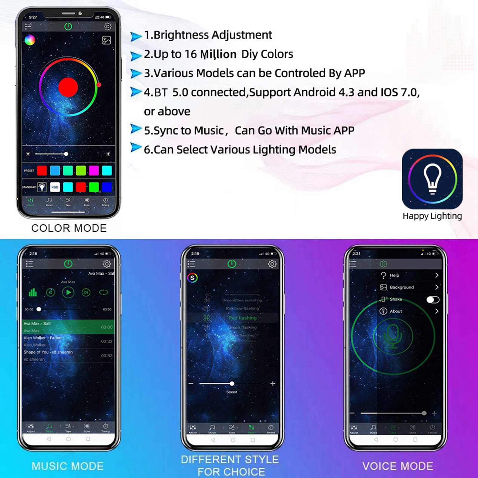 Set Aus 4 Wasserdichten, Mehrfarbigen Led-leuchten Mit Helligkeitsregelung, Bluetooth-synchronisierung Und Musikfunktion, Für Suvs, Quads Und Ssvs.