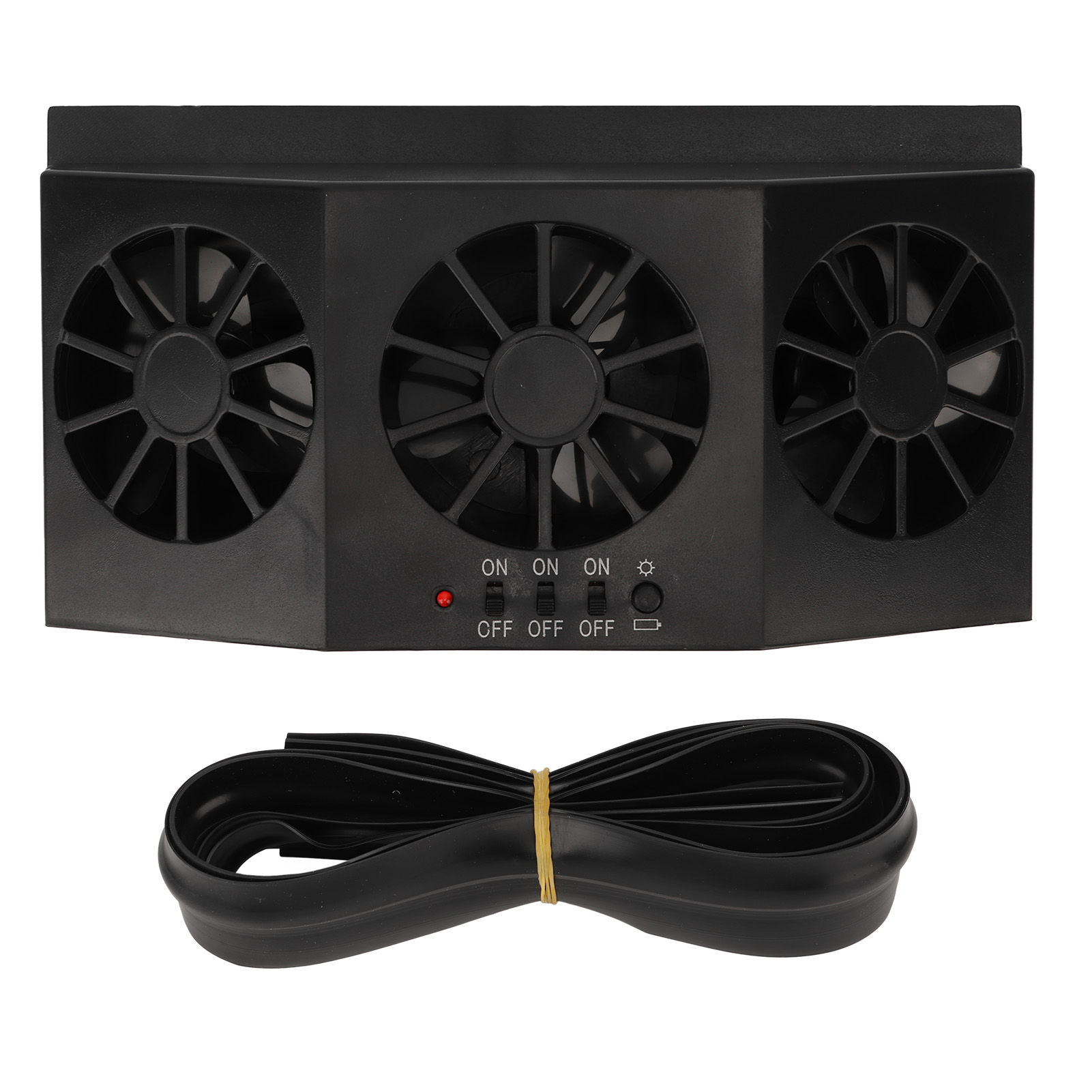 1,5-w-solar-autolüfter, 3 Löcher, Schwarz.