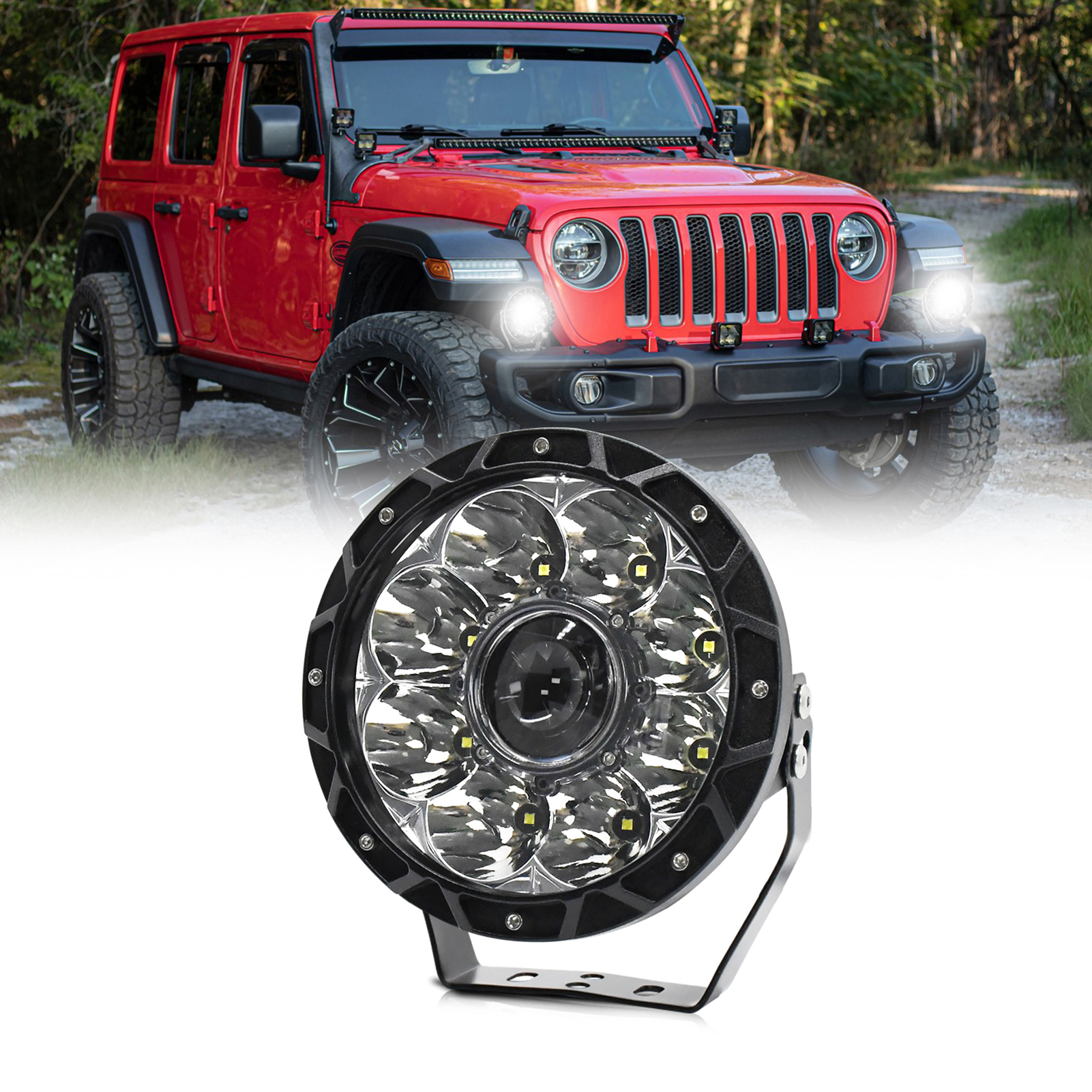 6000k 200w 7-zoll-rund-led-arbeitsleuchte Für Auto, Motorrad, Suv, Quad, Boot, Ip68 Wasserdicht, Weißes Licht