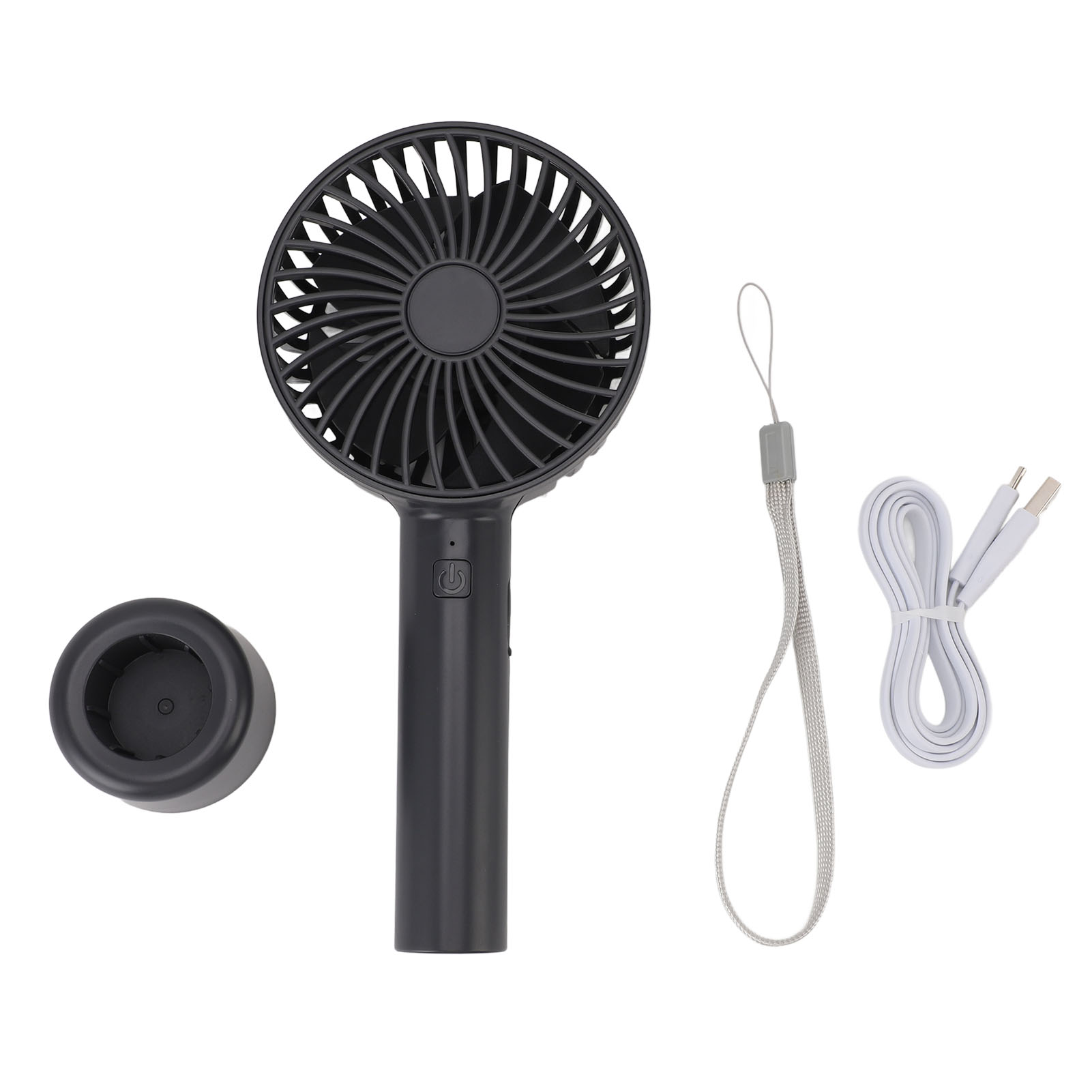 Tragbarer, Leiser Und Langlebiger, Wiederaufladbarer Ventilator Mit 3 Geschwindigkeitsstufen, Handschlaufe Und Standfuß, Ideal Für Strand, Radfahren Und Camping (dunkelgrau).