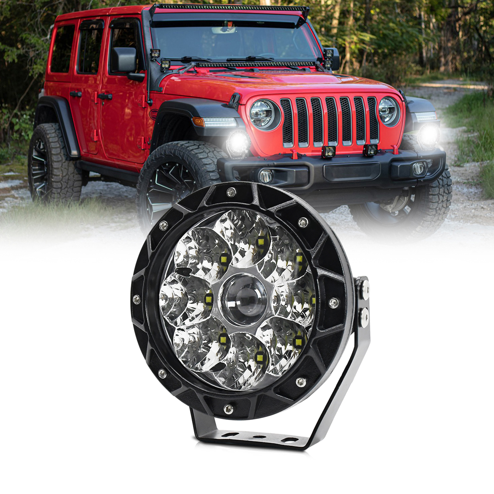 6000k 140w 5-zoll-led-arbeitsleuchte, Rund, Ip68 Wasserdicht, Für Lkw, Motorräder, Suvs, Atvs Und Boote, Weißes Licht