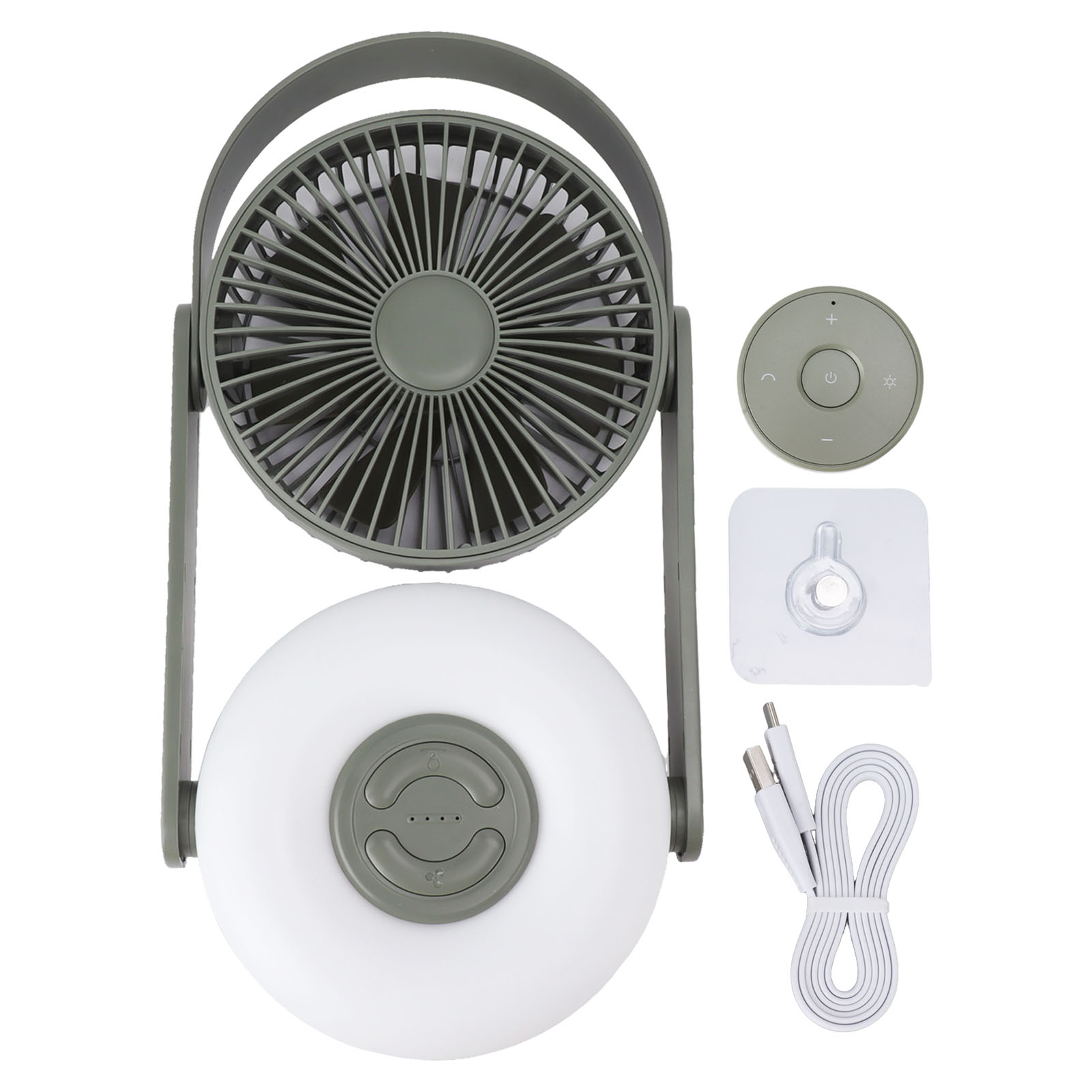 Miniatur-led-tischventilator, 10000 Mah, Usb-wandhalterung, 110° Automatische Oszillation, Fernbedienung, Nachtlicht, Grün
