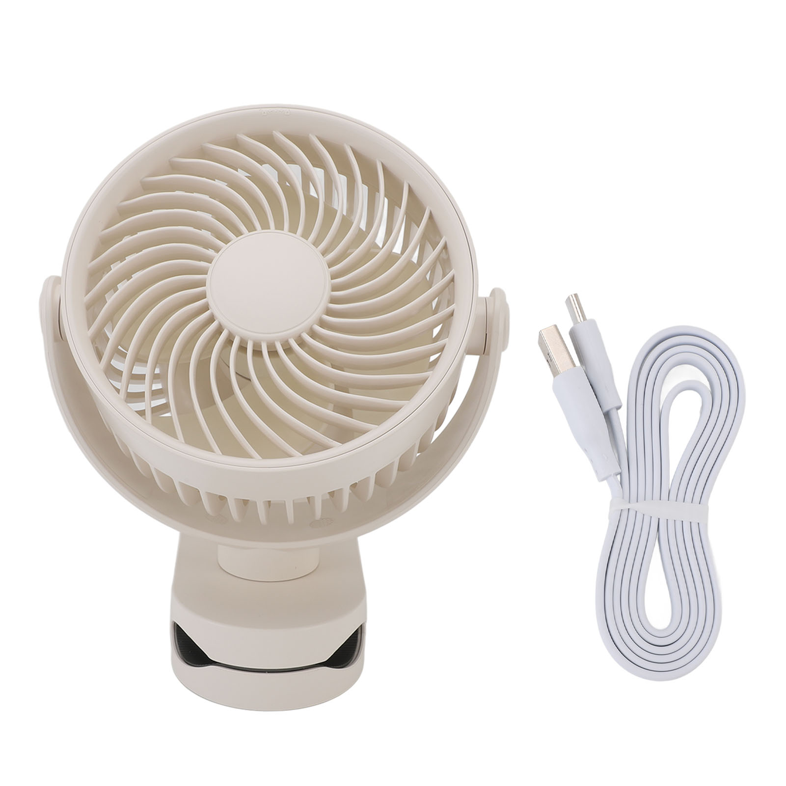 Wiederaufladbarer Usb-clip-ventilator, Leise, 360° Drehbar, Kleine Größe, Mit Clip, Ideal Für Den Täglichen Gebrauch, Strand Und Camping (beige).