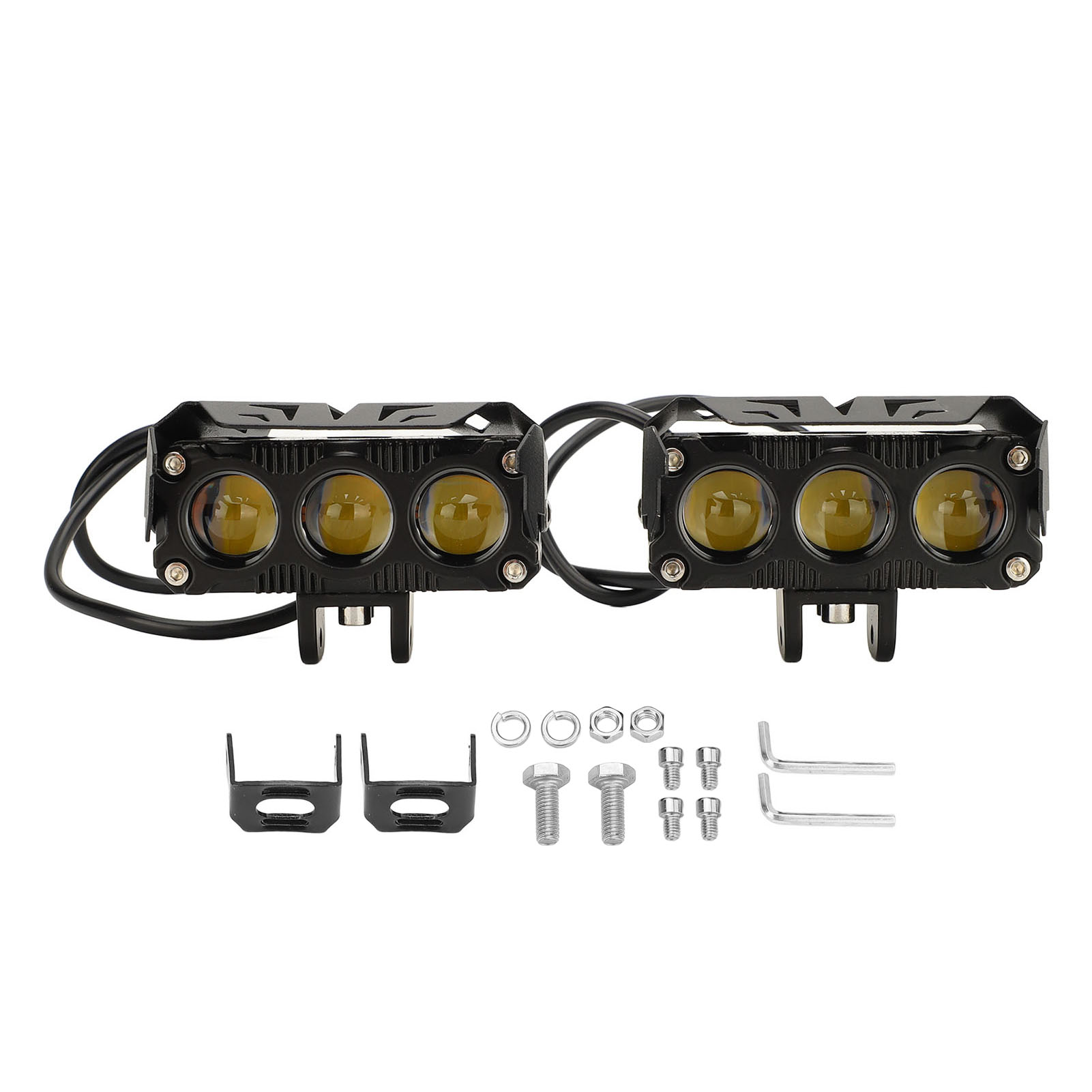 Paar Led-motorradscheinwerfer, 3000 Lm, 3 Linsen, Zweifarbig, Wasserdicht, Fern-/abblendlicht, Motorrad-arbeitsscheinwerfer, 12 Bis 85 V