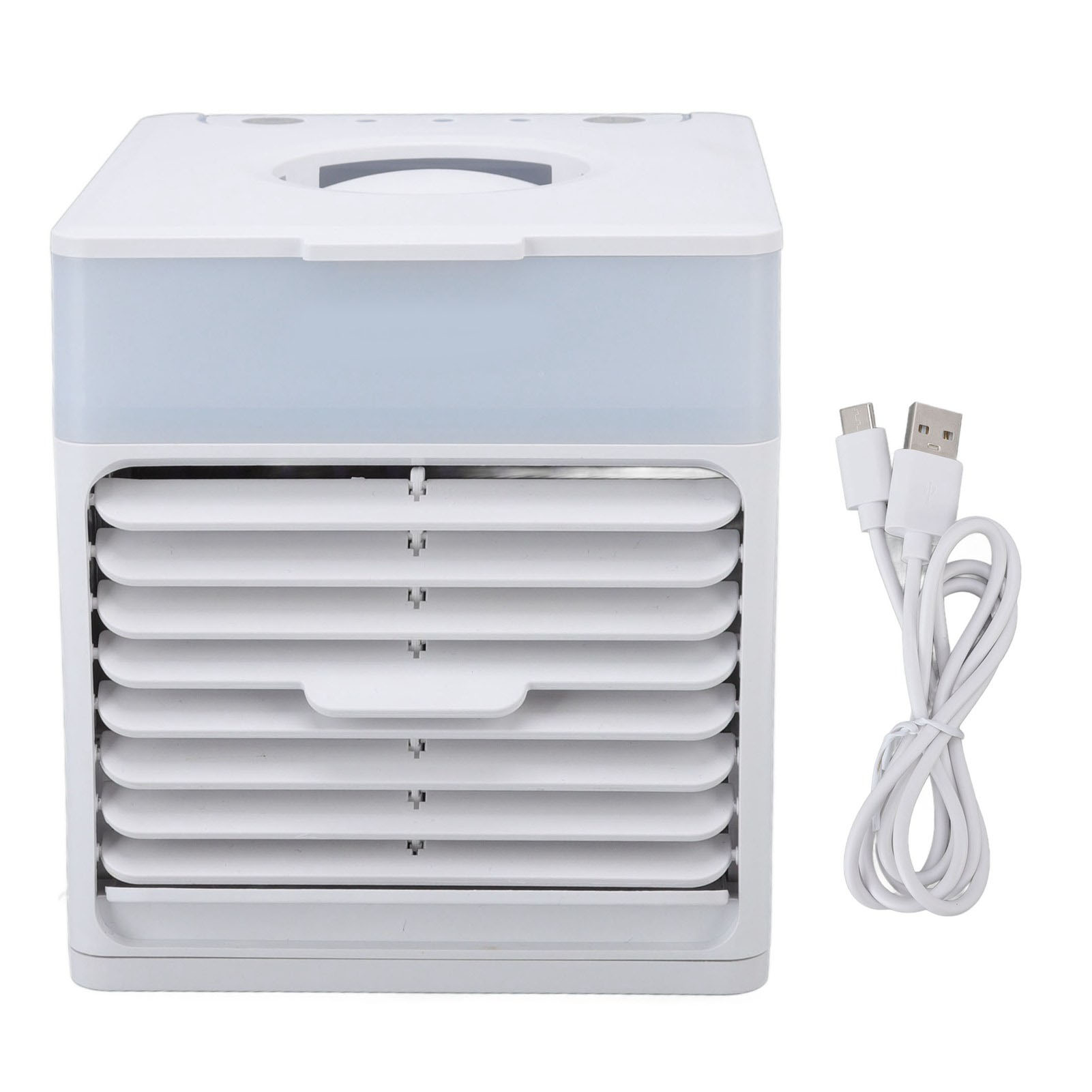 Mini-klimaanlage, 500 Ml, 3 Geschwindigkeitsstufen, Leiser Betrieb, Kühlung, Befeuchtung, Luftreinigung, Nachtlicht, Tragbare Klimaanlage