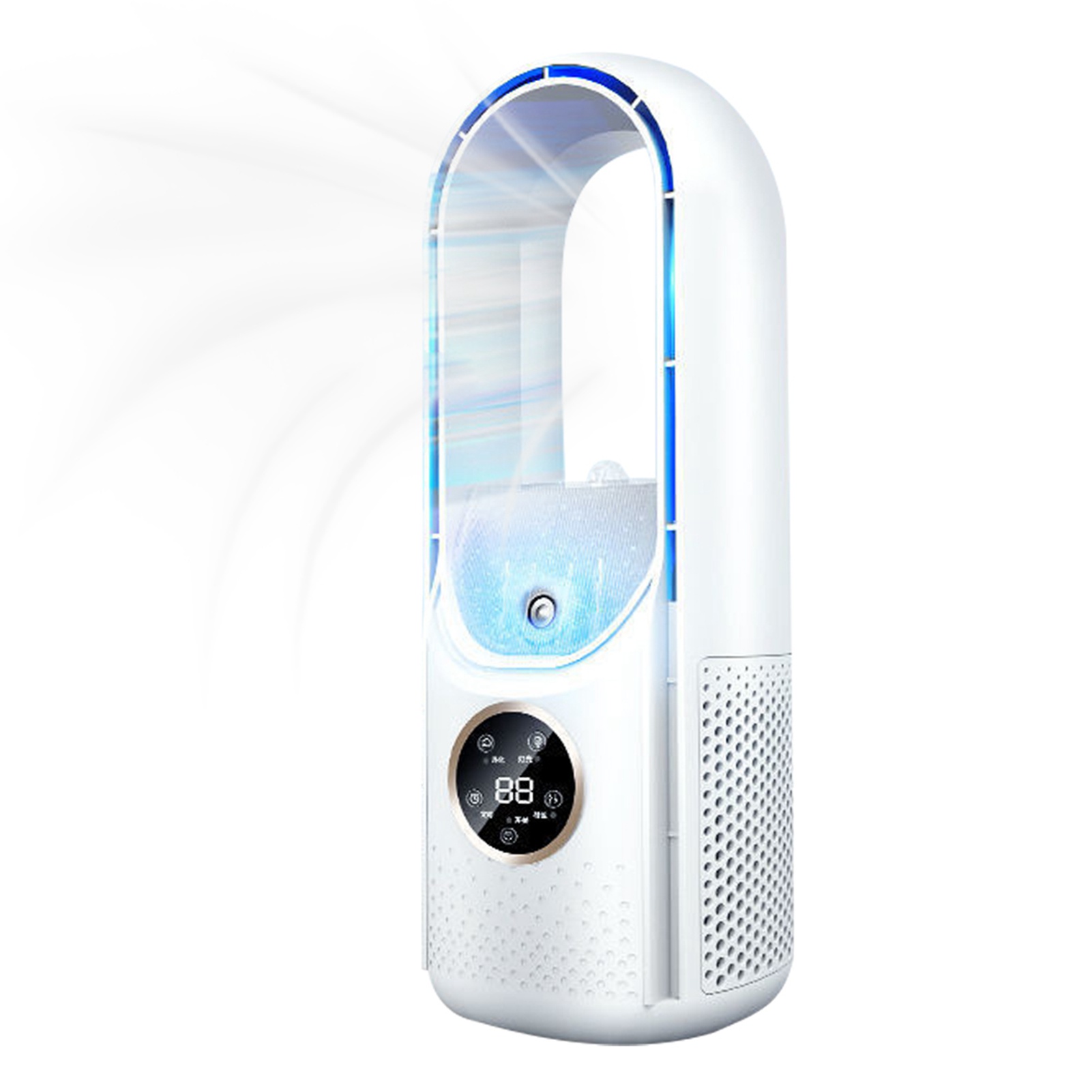 Tragbarer, Klingenloser Ventilator, Usb-betrieben, Mit 6 Geschwindigkeitsstufen, Timer Und Sprühfunktion Für Zuhause.