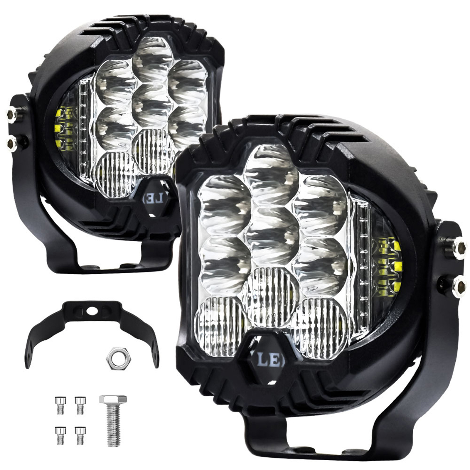 Set Aus 2 Led-langstreckenscheinwerfern 3 Zoll 75 W 15.000 Lm, Kombinierter Spot-/flutlichtstrahl, Nebelscheinwerfer, Offroad-beleuchtung, Ip67 Wasserdicht, Dauerlicht Weiß/gelb, Blinklicht Gelb.