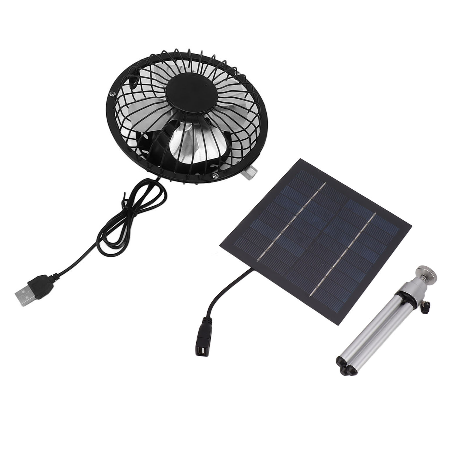 Tragbarer 6-w-solarventilator (15 Cm), Zwei Usb-anschlüsse, Ideal Für Zuhause, Camping Und Angeln Im Freien, Mit Ausziehbarem Ständer