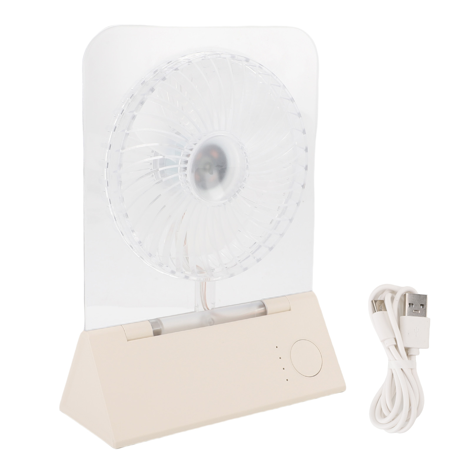 Transparenter, Magnetischer, Faltbarer, Heller Und Atmungsaktiver Tischventilator, 4 Geschwindigkeitsstufen, Leise, Tragbar, Transparent Beige, Magnetische Wandhalterung.