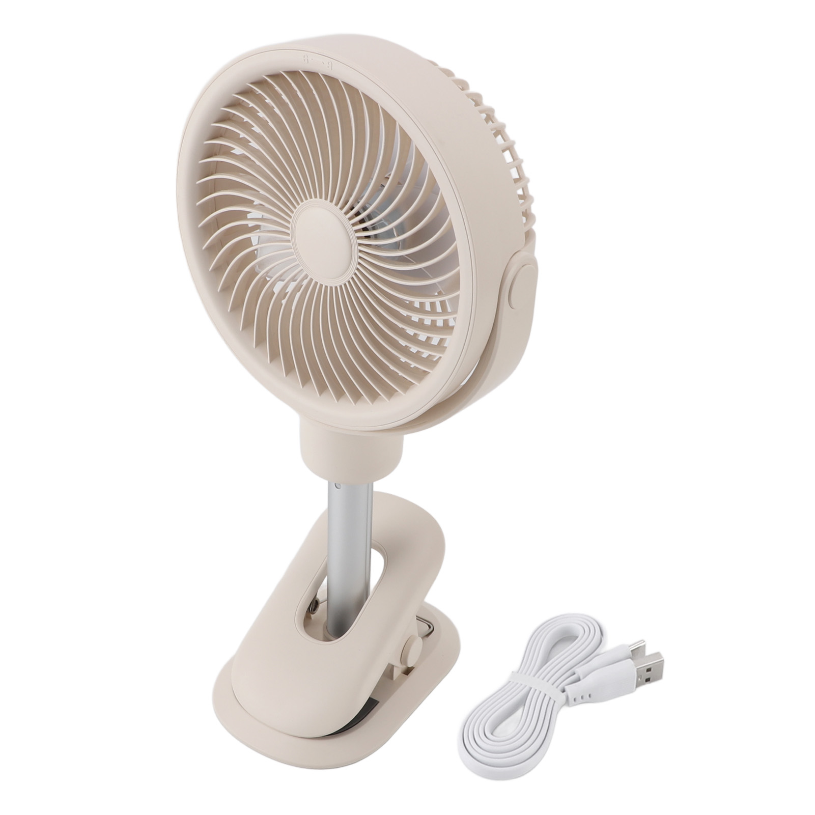 Oszillierender Tischventilator Mit Klemme, Teleskopierbar, 4 Geschwindigkeitsstufen, Leise, Usb-aufladbar, Kleine Größe, Mit Led-nachtlicht Für Zuhause, Camping Und Büro.