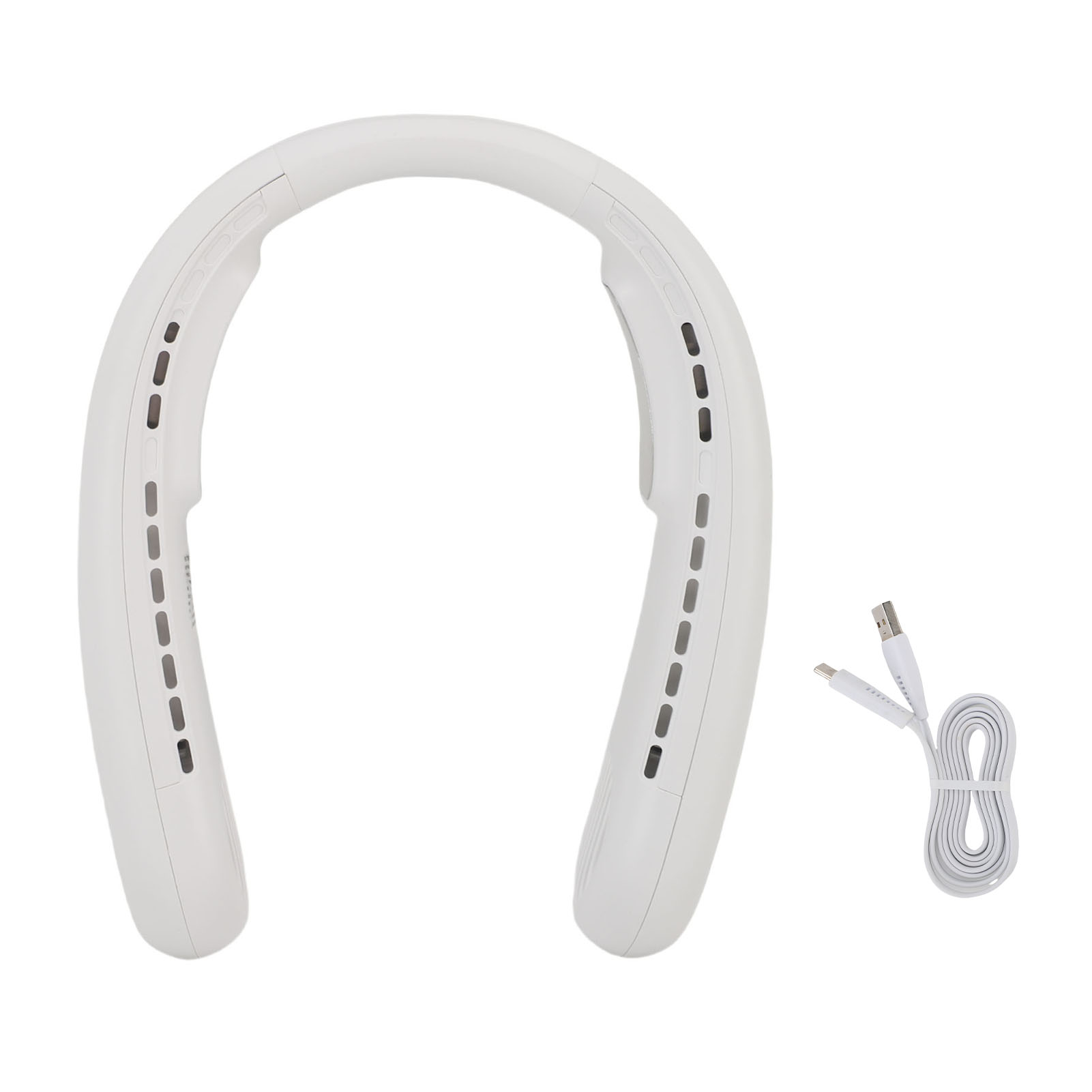 Tragbarer Festkörper-nackenventilator, Doppelte Kühlung, Starker Wind, Leise, Wiederaufladbar, Zum Tragen Um Den Hals, Ideal Für Reisen, Strand, Radfahren Und Camping (weiß).