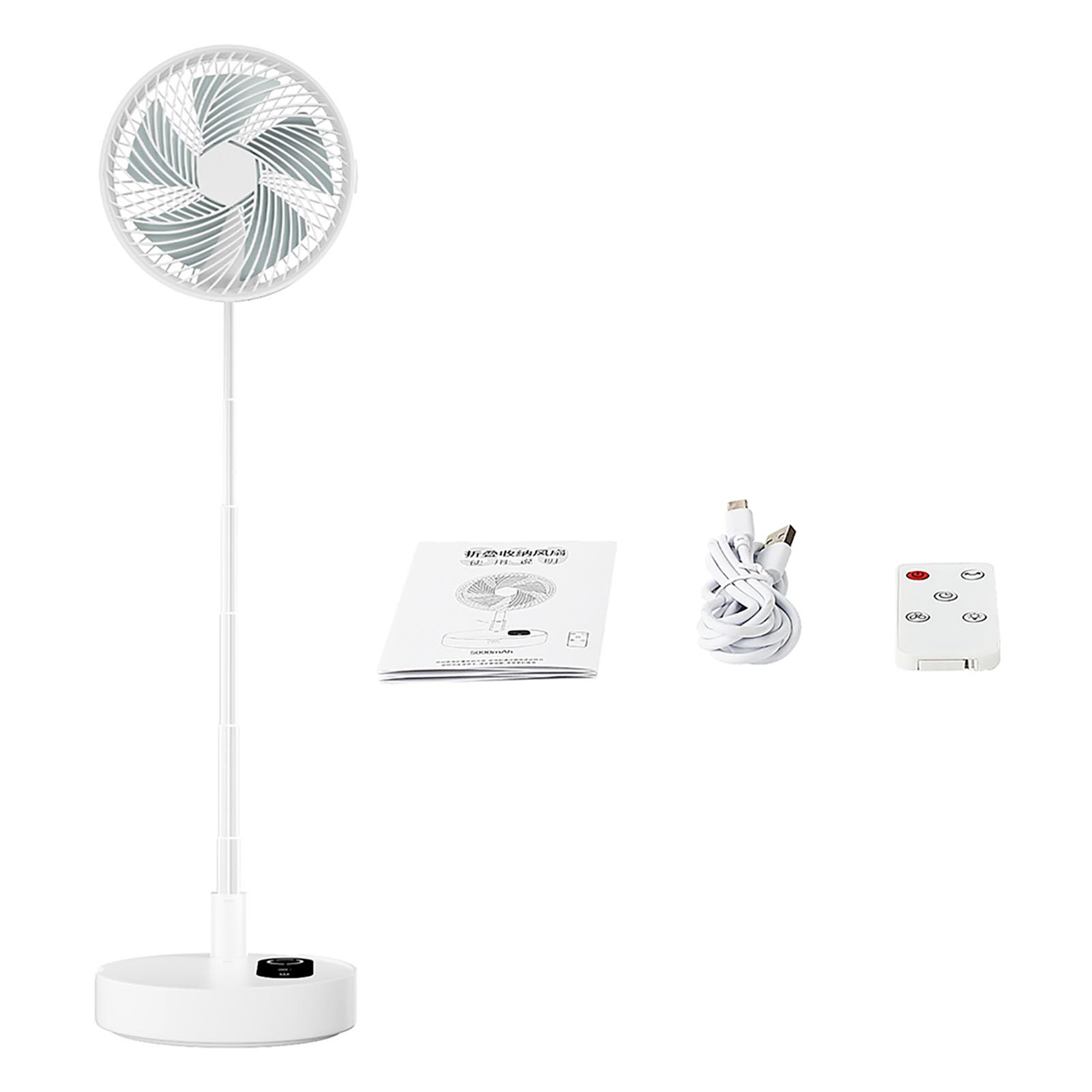 Faltbarer Tischventilator (21 Cm) Mit Fernbedienung, Nachtlicht, Touchscreen, Tragbarem Usb-anschluss, 10.000-mah-akku, 120°-oszillation Und 1,5 M Kabel