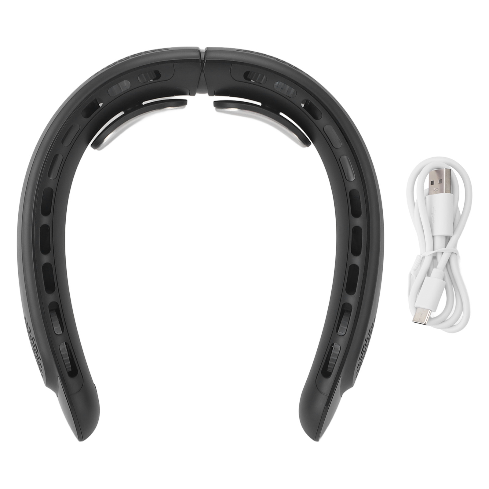 Tragbarer, Klingenloser Nackenventilator Mit Led-anzeige, Angetrieben Von Einem 3600-mah-akku, Ergonomischem Design, Wiederaufladbar Über Usb, Klingenlos Und Mit Einem Von Kopfhörern Inspirierten Desi