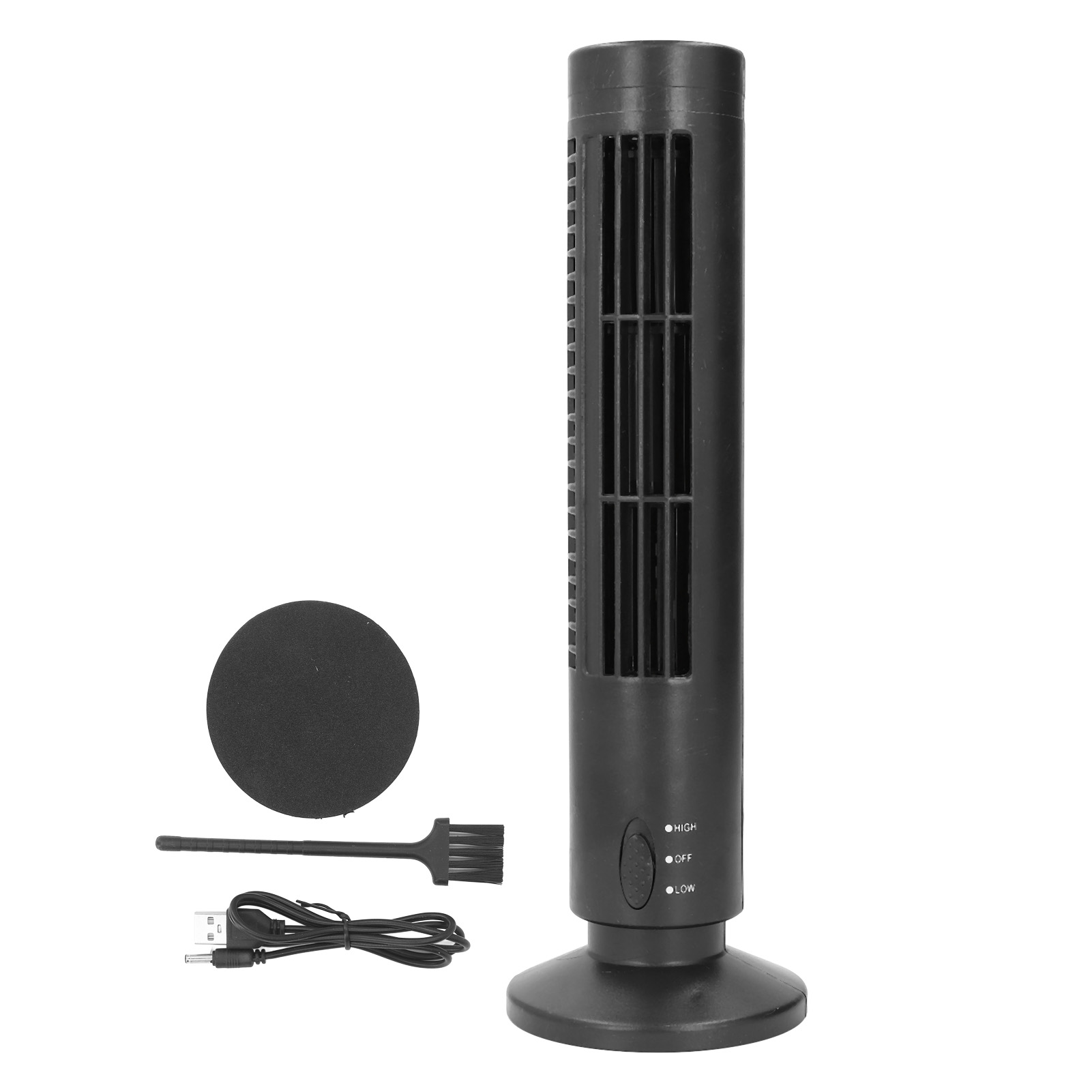 Rotorblattloser Usb-turmventilator, 2 Geschwindigkeitsstufen, Leise Und Energieeffizient, Tragbar, Für Zuhause Und Büro (schwarz).