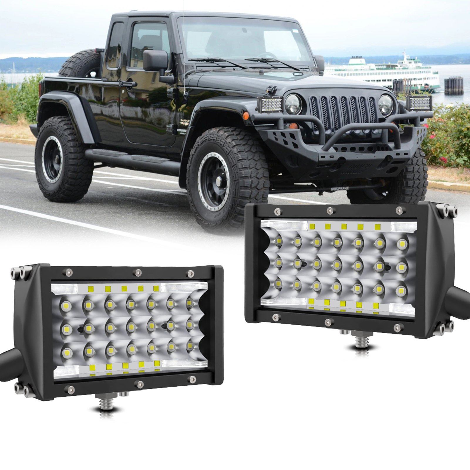 5-zoll 102w 6000k Wasserdichte Led-arbeitsleuchte Für Geländefahrzeuge, Lkws, Atvs Und Utvs (2er-pack)