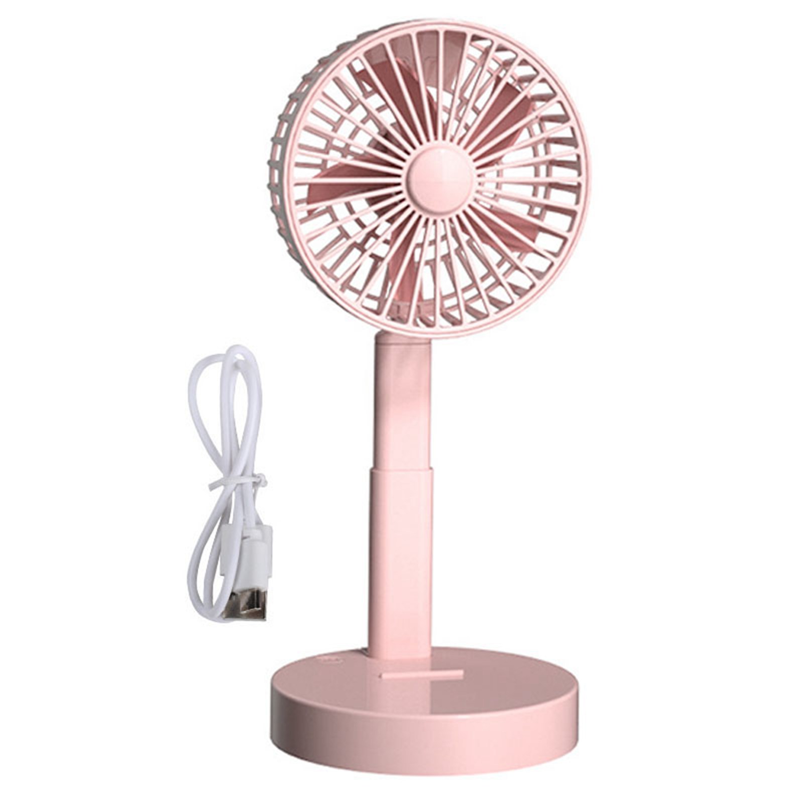 Tragbarer, Faltbarer Usb-teleskopventilator, 3 Geschwindigkeitsstufen, Leise, Für Tisch, Schreibtisch Oder Unterwegs (rosa).