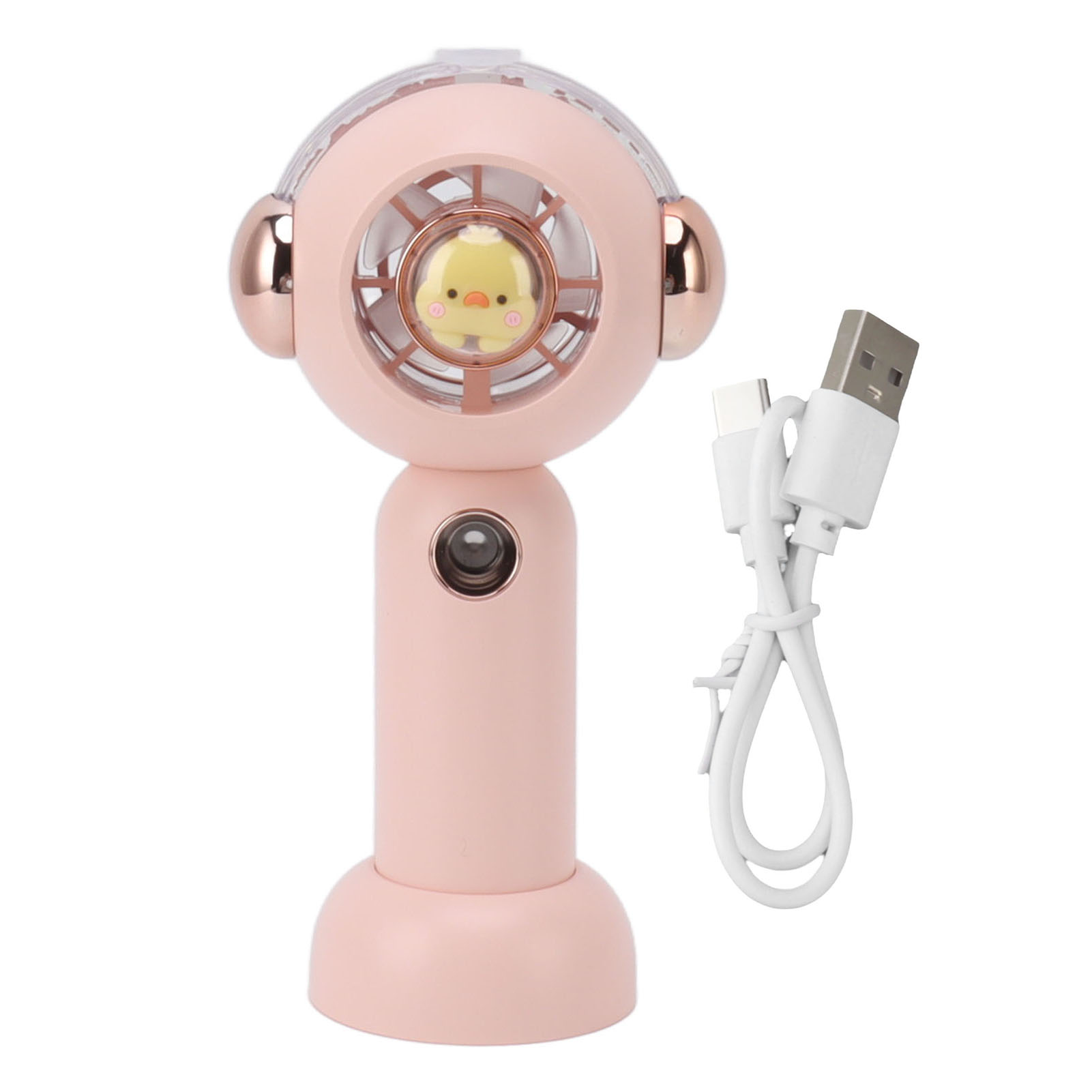 Niedlicher, Tragbarer Sprühventilator Mit Zerstäubungsfunktion, Usb-aufladbar, Klein, Rosa, 500 Mah