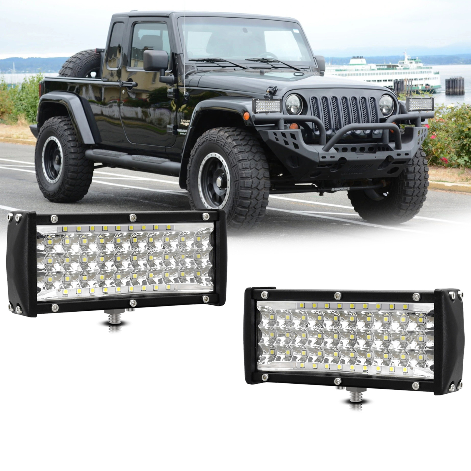 7-zoll 144w 6000k Wasserdichte Led-arbeitsleuchte Für Geländefahrzeuge, Lkws, Atvs Und Utvs (2er-pack)
