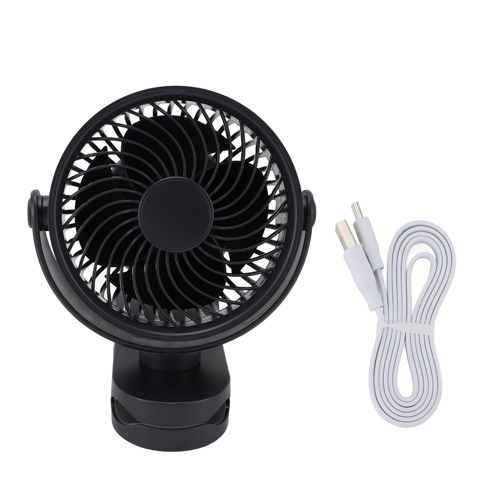 Wiederaufladbarer Usb-clip-ventilator, Leise, 360° Drehbar, Kleine Größe, Mit Clip Für Den Täglichen Gebrauch, Strand Und Camping, Schwarz.