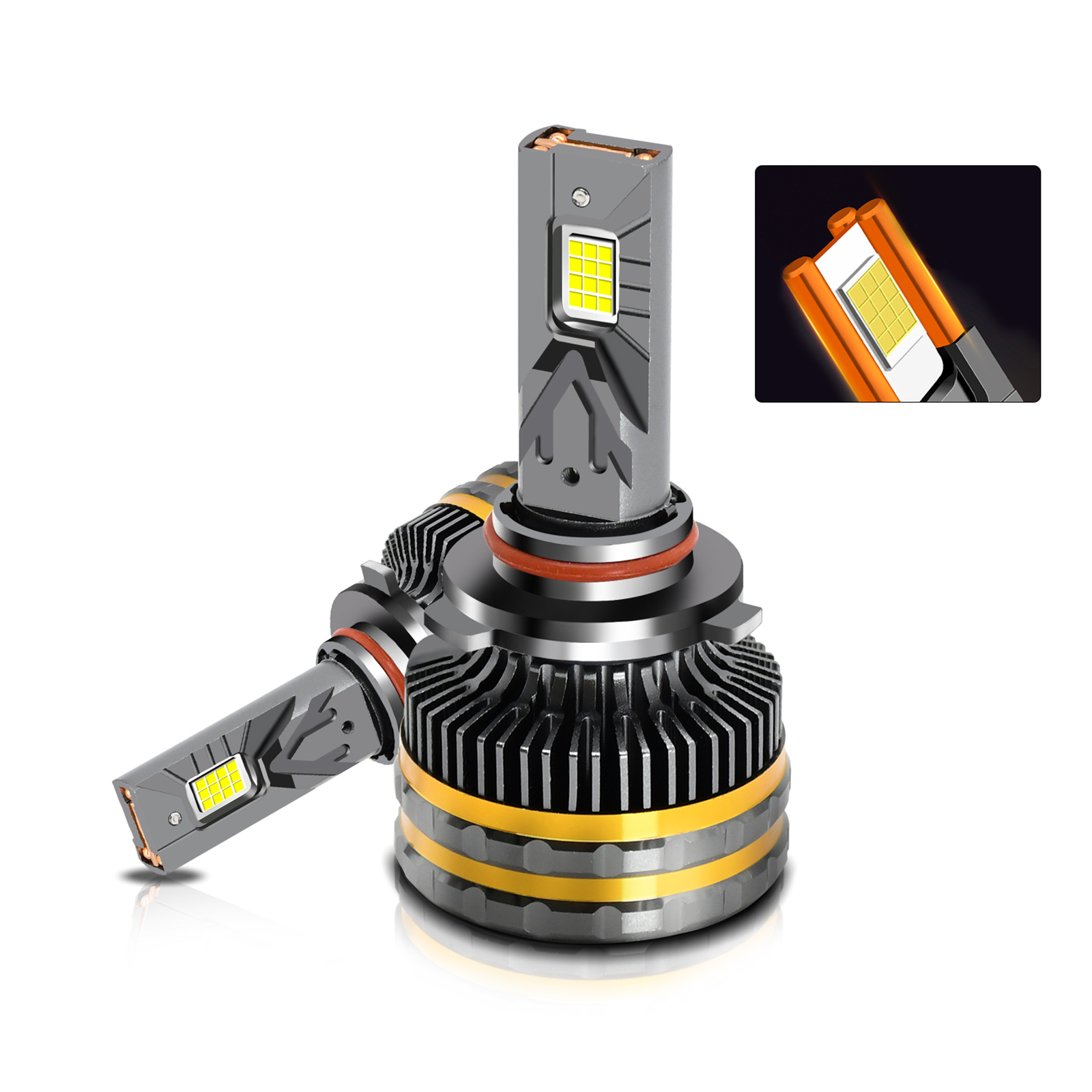 9006 Led-scheinwerferlampen, Ip68 Wasserdicht, 6000 K, 200 W, 20000 Lm, Für Pkw. Helle Led-scheinwerfer Mit Effizienter Wärmeableitung.