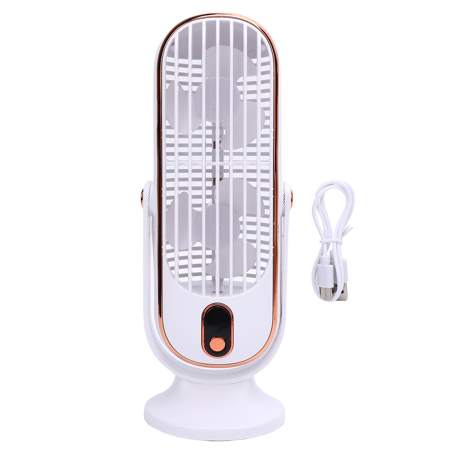 5-stufiger Turm-tischventilator, Bürstenloser Motor, Usb-aufladbar, Tragbar, Für Zuhause, Büro, Küche Und Den Innenbereich (weiß).