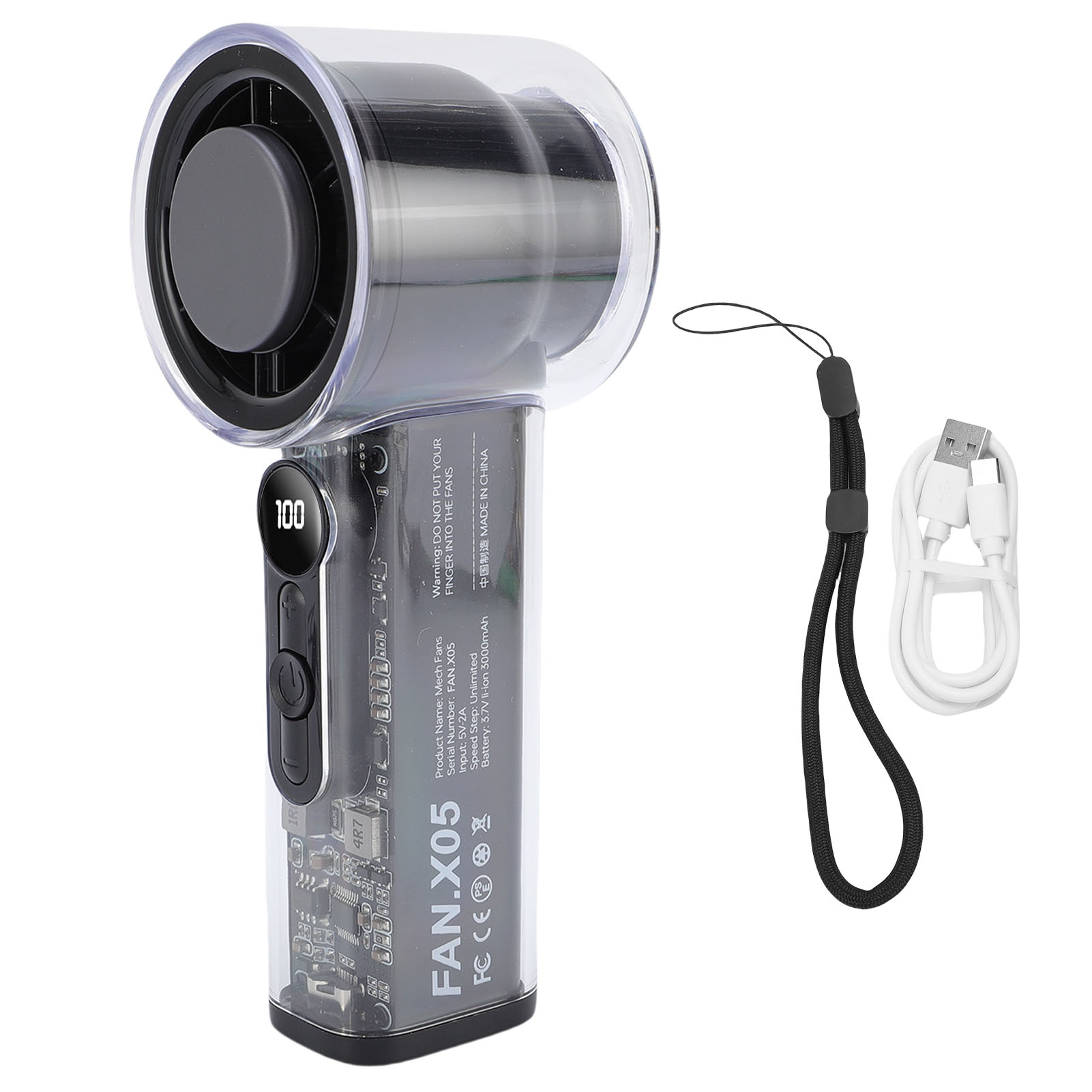 Tragbarer Turboventilator Mit Stufenloser Einstellung, Digitalanzeige, Leise Und Kompakt, Ideal Für Reisen, Strand, Camping Und Zuhause (schwarz).