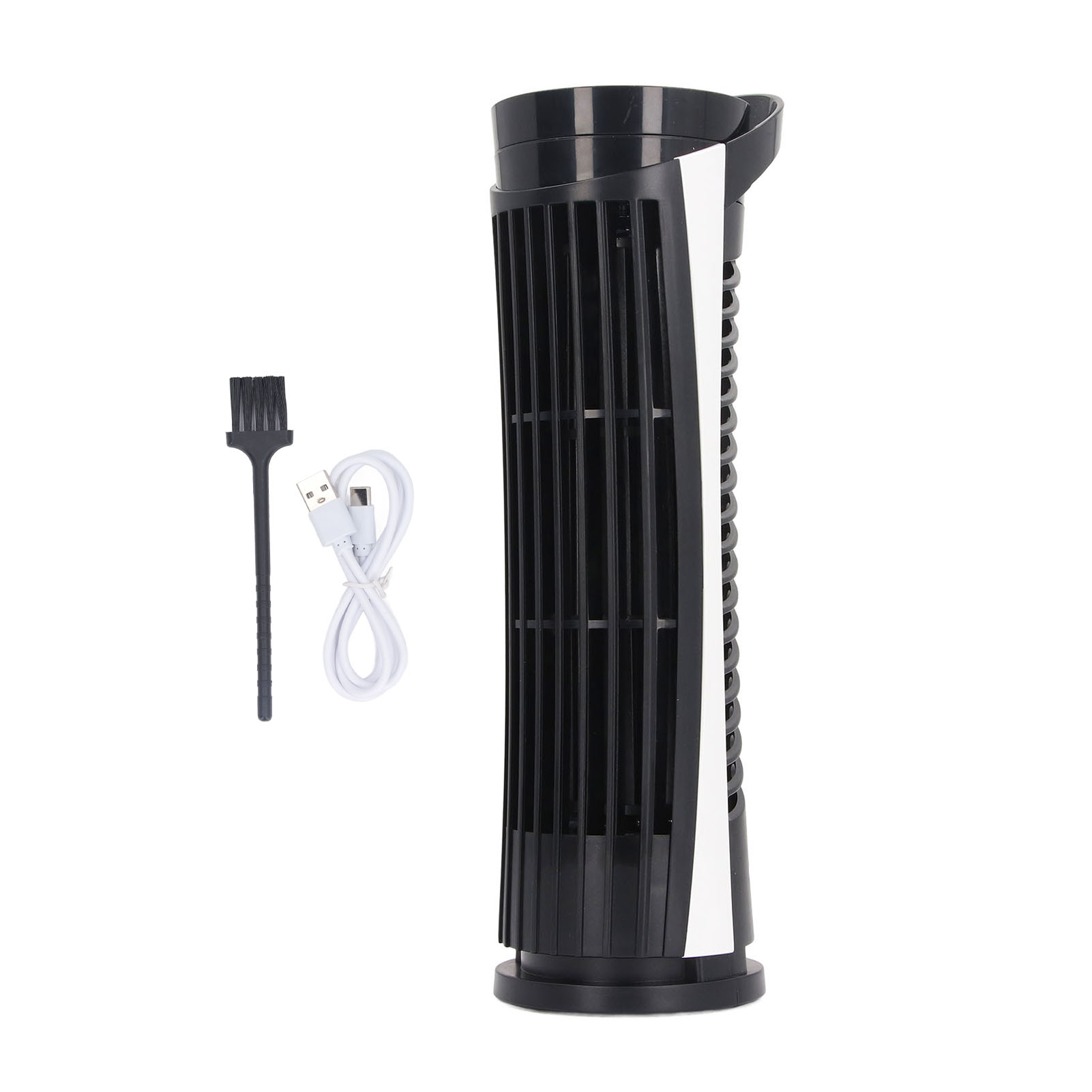 90° Oszillierender Turmventilator Mit 2 Geschwindigkeitsstufen, Leicht Und Ohne Rotorblätter, Leise (34 Db), Usb 2.0, Für Das Schlafzimmer, Schwarz.