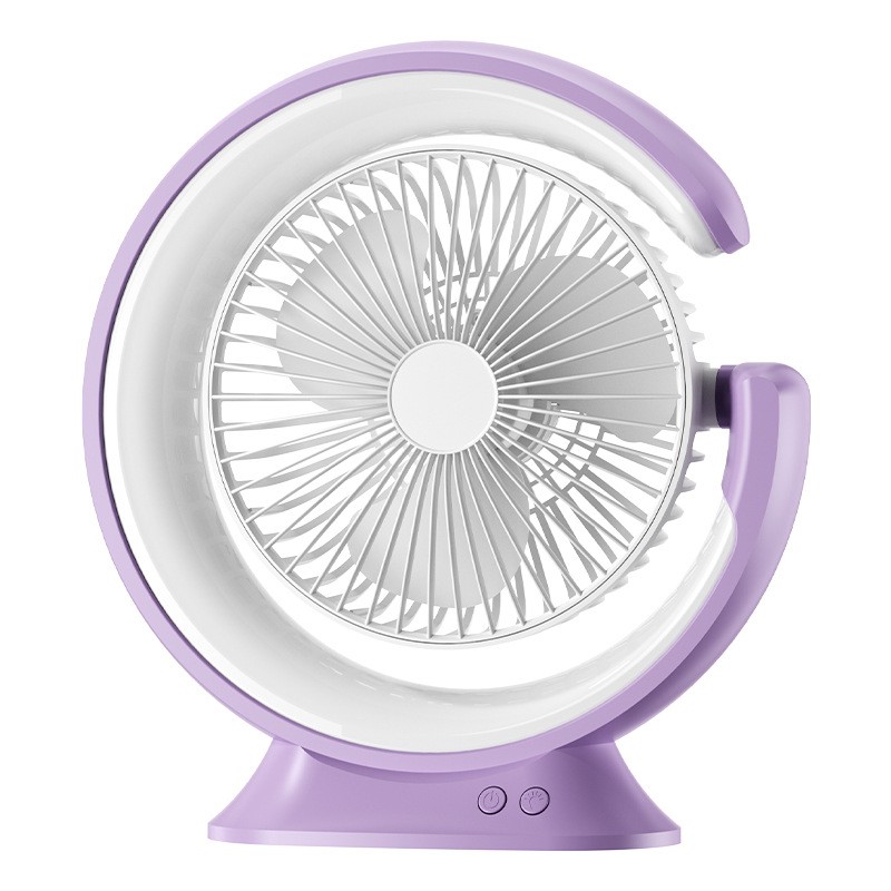 Drehbarer Ventilator Mit Mehreren Drehwinkeln (lila) [2400 Mah] – Usb-betriebener, Leiser Tischventilator Mit Nachtlicht Und Akzentbeleuchtung – Multifunktionaler Drehventilator