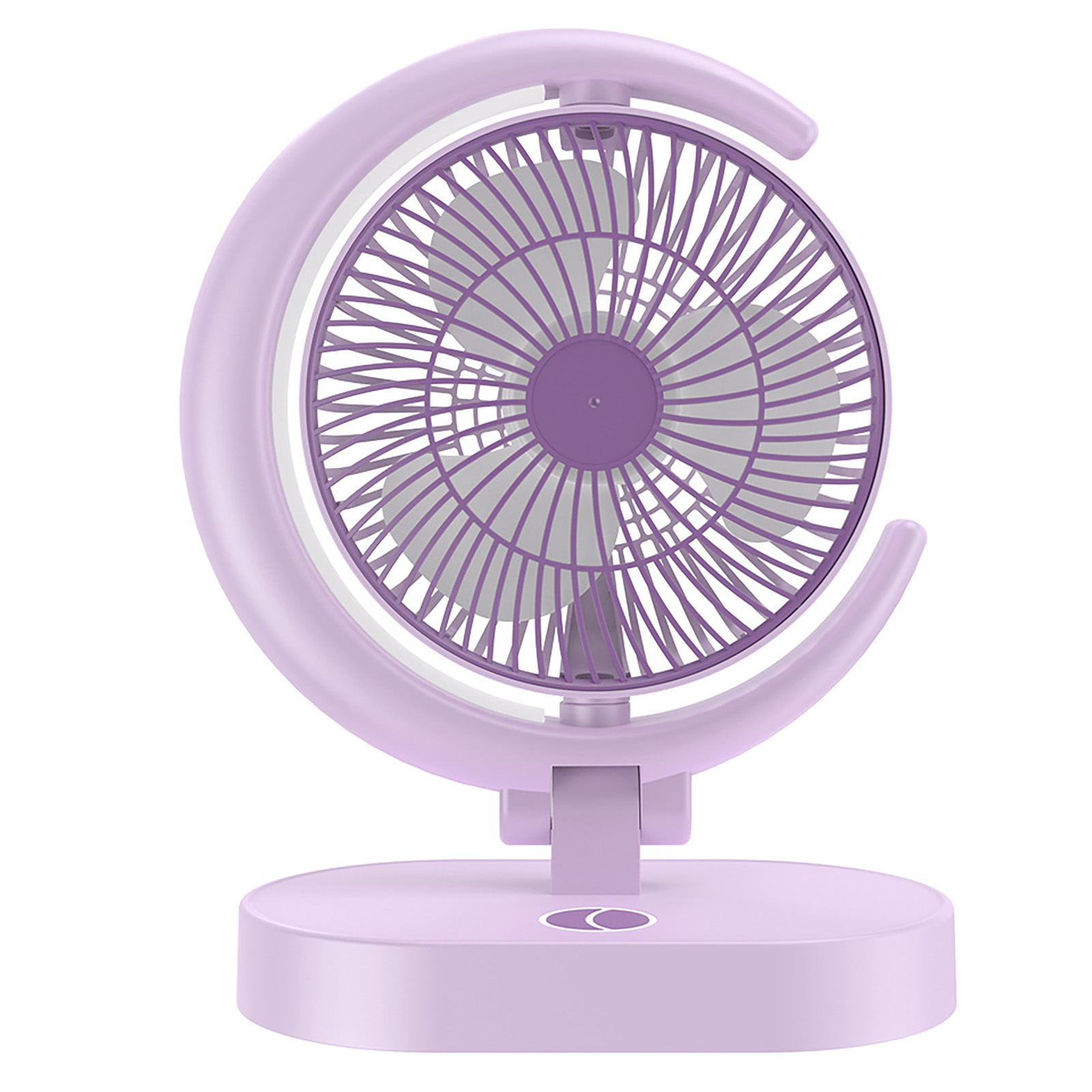 Wiederaufladbarer Usb-tischventilator, Leise, Klein Und Tragbar, Mit Eingebautem Licht Für Zuhause, Reisen Und Büro (lila).