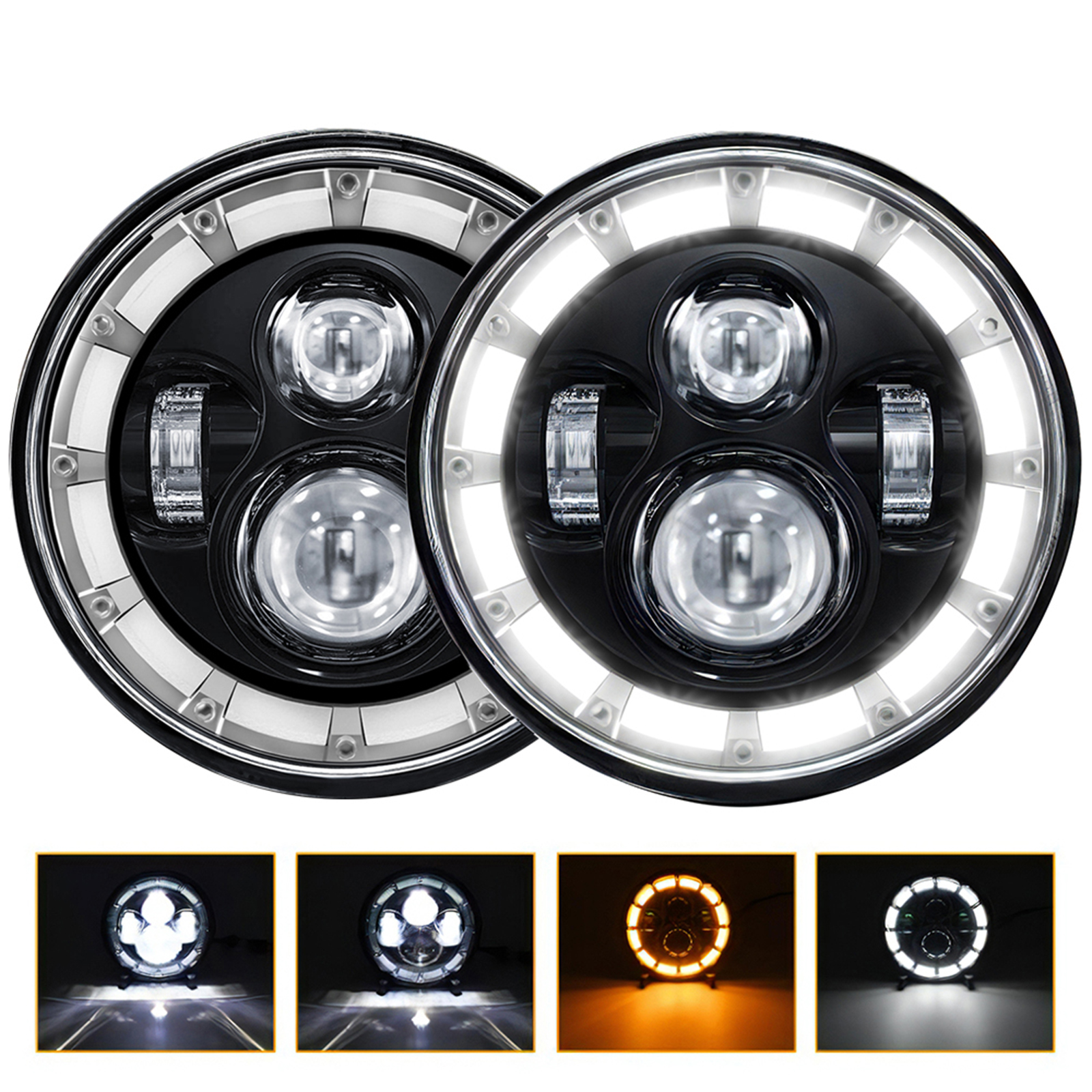 Set Aus 2 Runden, Wasserdichten 7-zoll-led-scheinwerfern Mit Abblend-/fernlicht, Tagfahrlicht Und Blinkern Für Autos Und Motorräder.