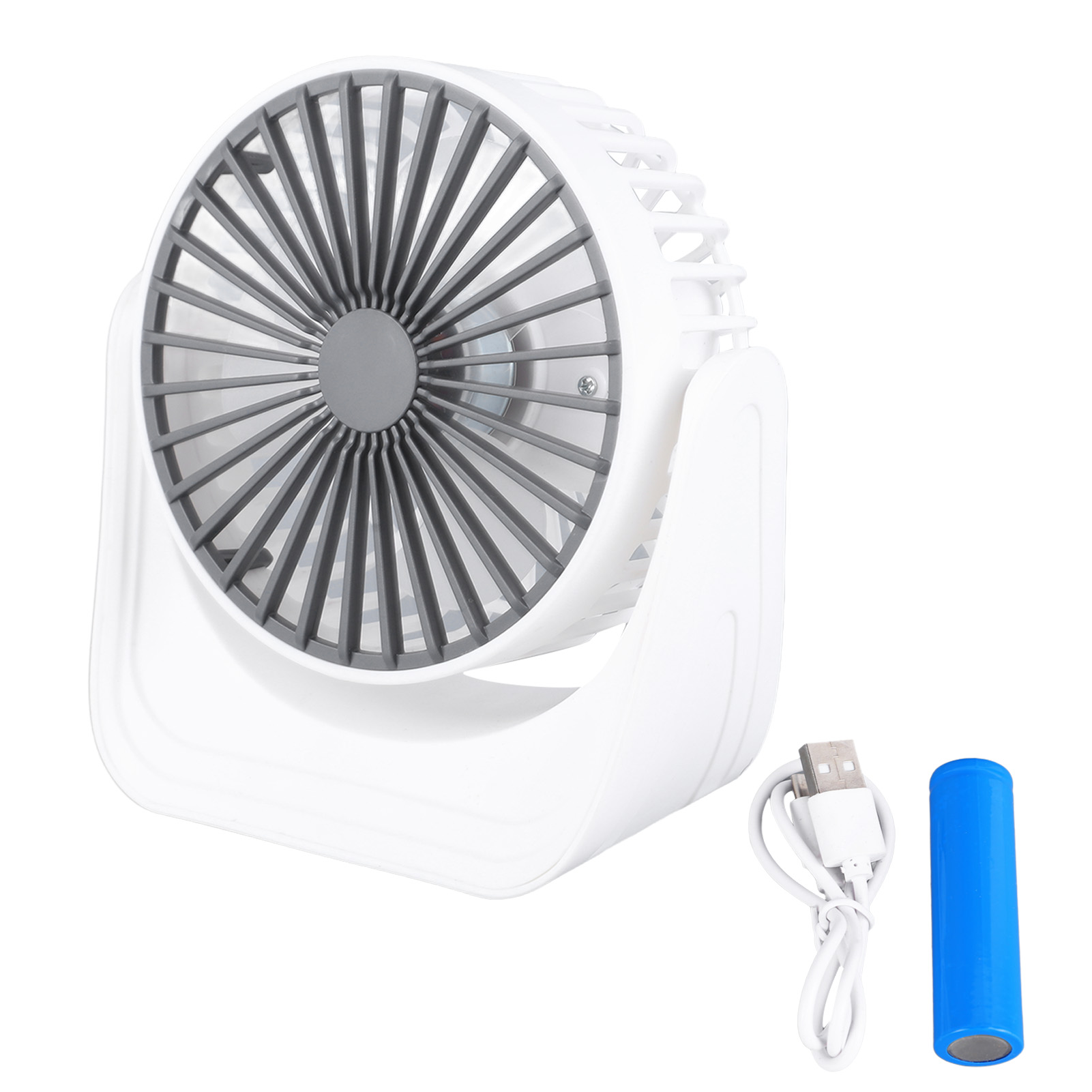 Mini-tischventilator, 1200 Mah, Wiederaufladbar Über Usb, Weiß, 3 Geschwindigkeitsstufen, 360°-drehung, Kleiner Tischventilator, Ideal Für Reisen, Camping Und Zuhause.