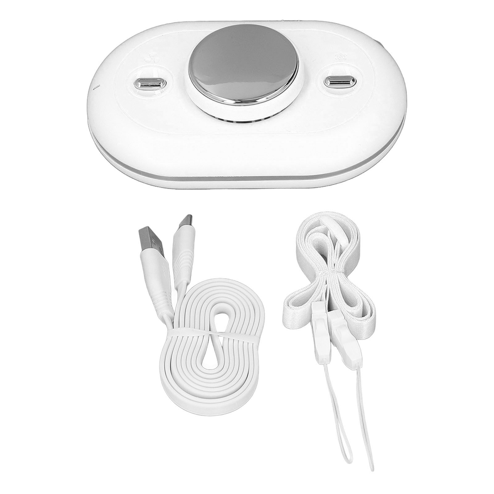 Tragbarer, Per Usb Aufladbarer Mini-nackenventilator Mit Verstellbarem Kabel, Für Den Innen- Und Außenbereich Geeignet, Weiß