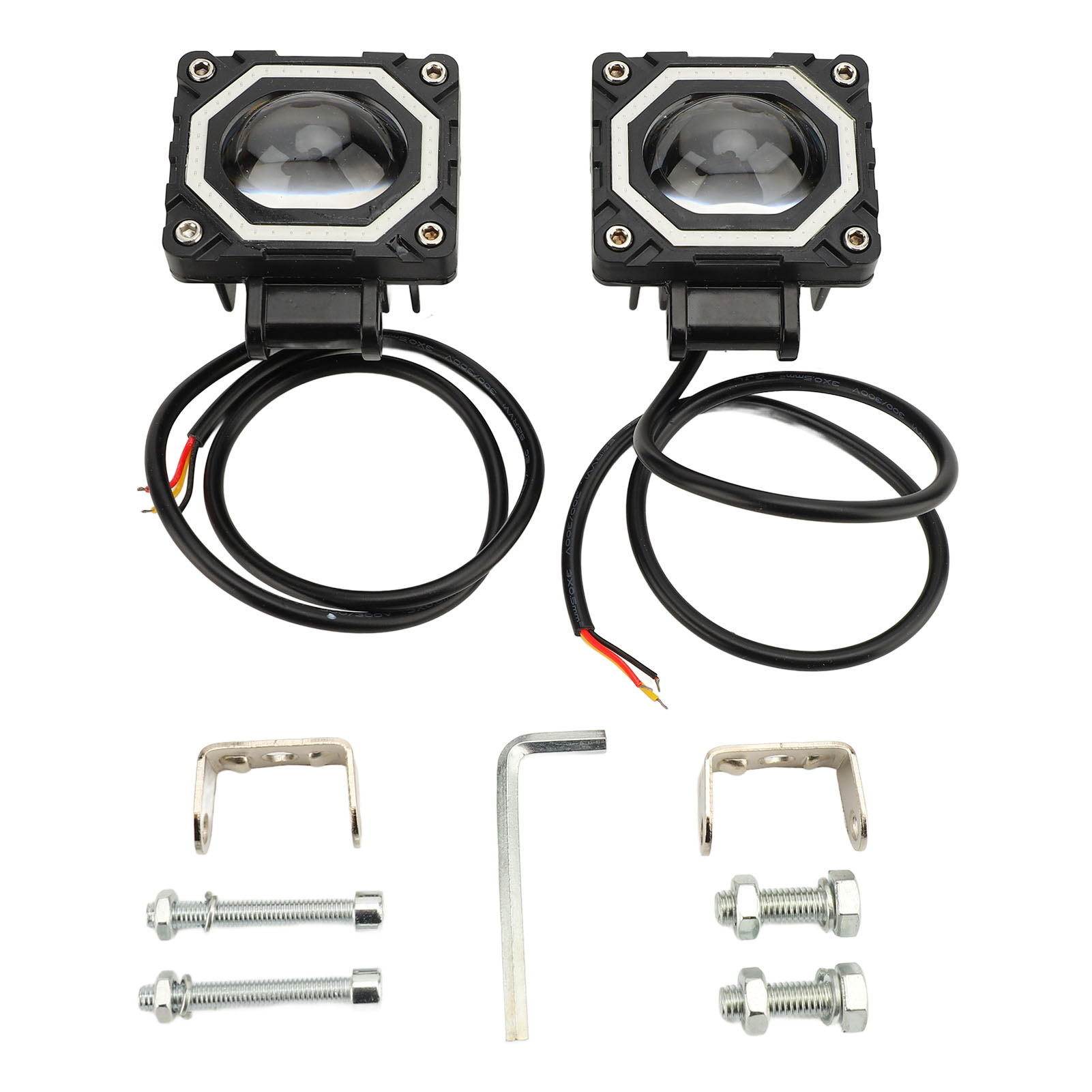 Set Mit 2 Motorradscheinwerfern, 20 W, 3000 K, 6000 K, 8000 K, Ip68 Wasserdicht, Quadratische Form, Für Offroad-fahrten Und Arbeiten, 9 Bis 32 V