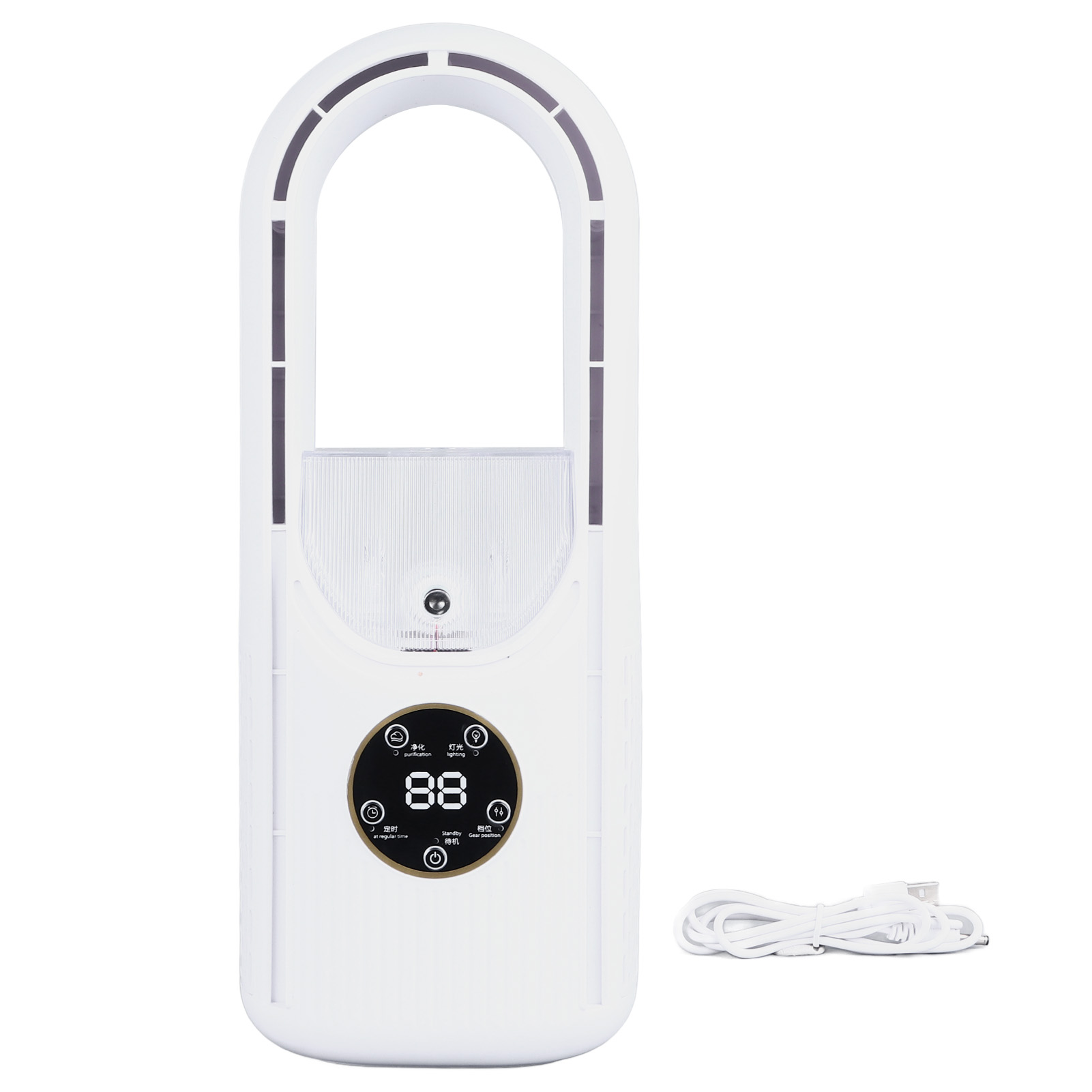 Rotorblattloser Ventilator, 6 Geschwindigkeitsstufen, 100 Ml Wassertank, Leise, Usb, Tischventilator Mit Sprühfunktion Und Timer, Weiß.