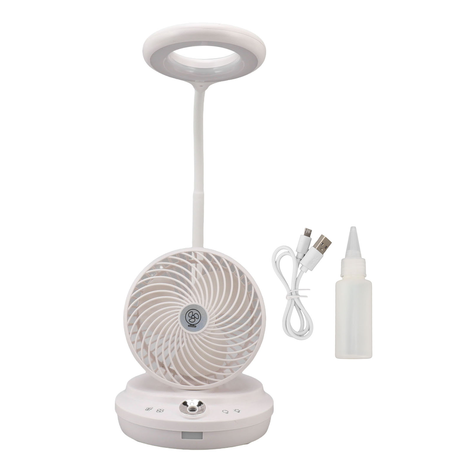 3-in-1-schreibtischlampe Mit Ventilator Und Luftbefeuchter: Helligkeit Und Ventilatorgeschwindigkeit Einstellbar, Ideal Für Studentenzimmer Und Büros. Weiß, 100 Ml.