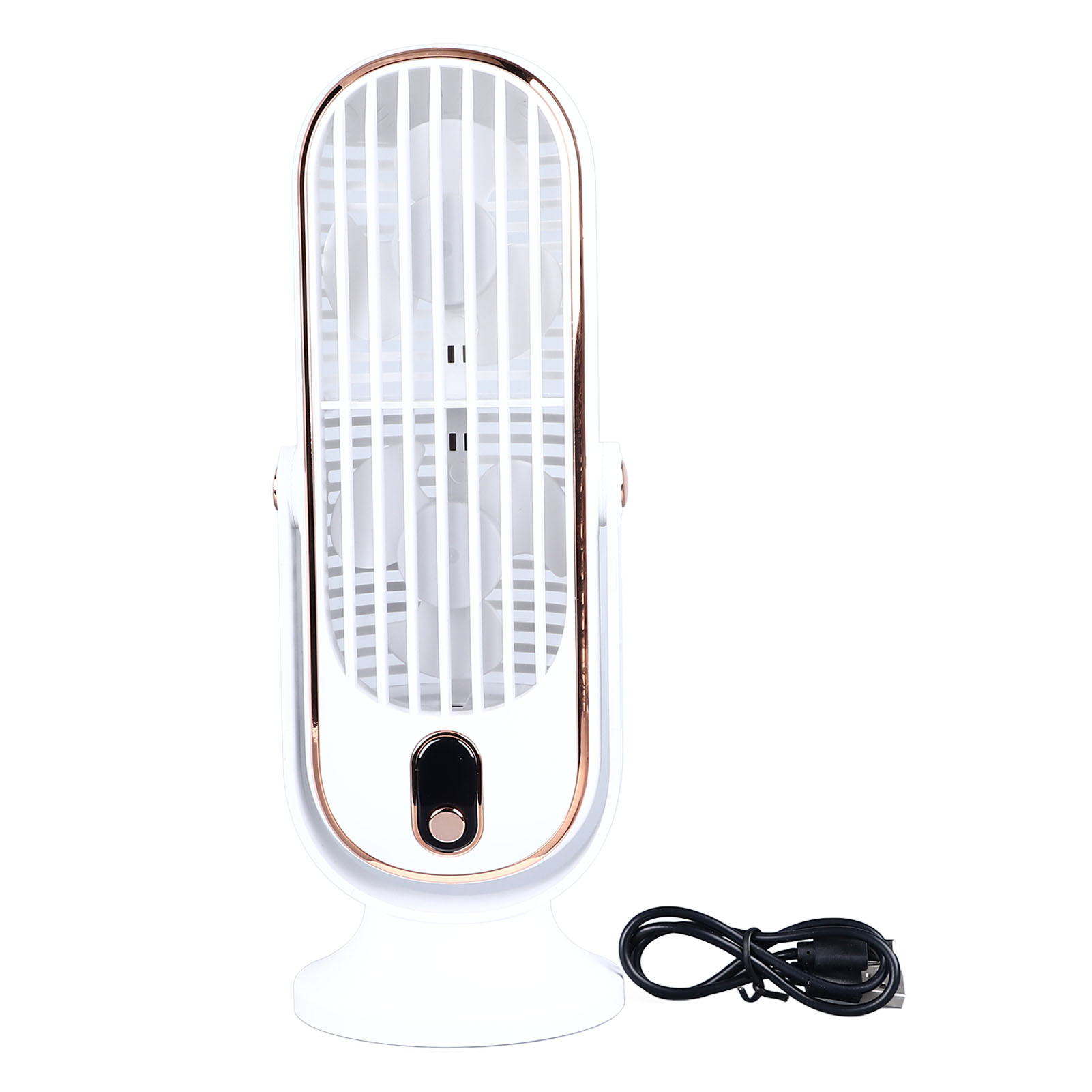 Tragbarer Usb-tischventilator, 5 Geschwindigkeitsstufen, Leiser Bürstenloser Motor, Weiß. Ideal Für Auto Und Zuhause.