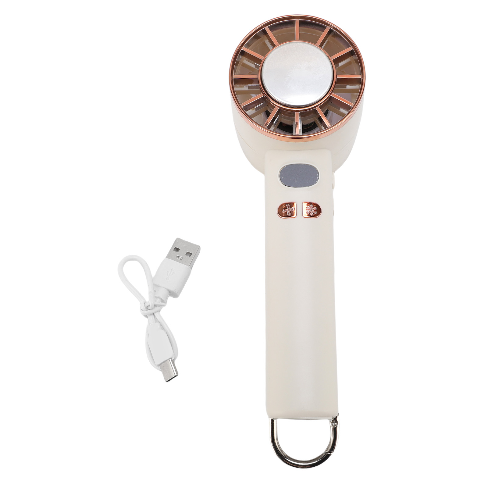 Leiser, Tragbarer Ventilator Mit Mehreren Geschwindigkeitsstufen Und Eiskühlungstechnologie, Elfenbeinweiß, Ideal Für Den Außeneinsatz.