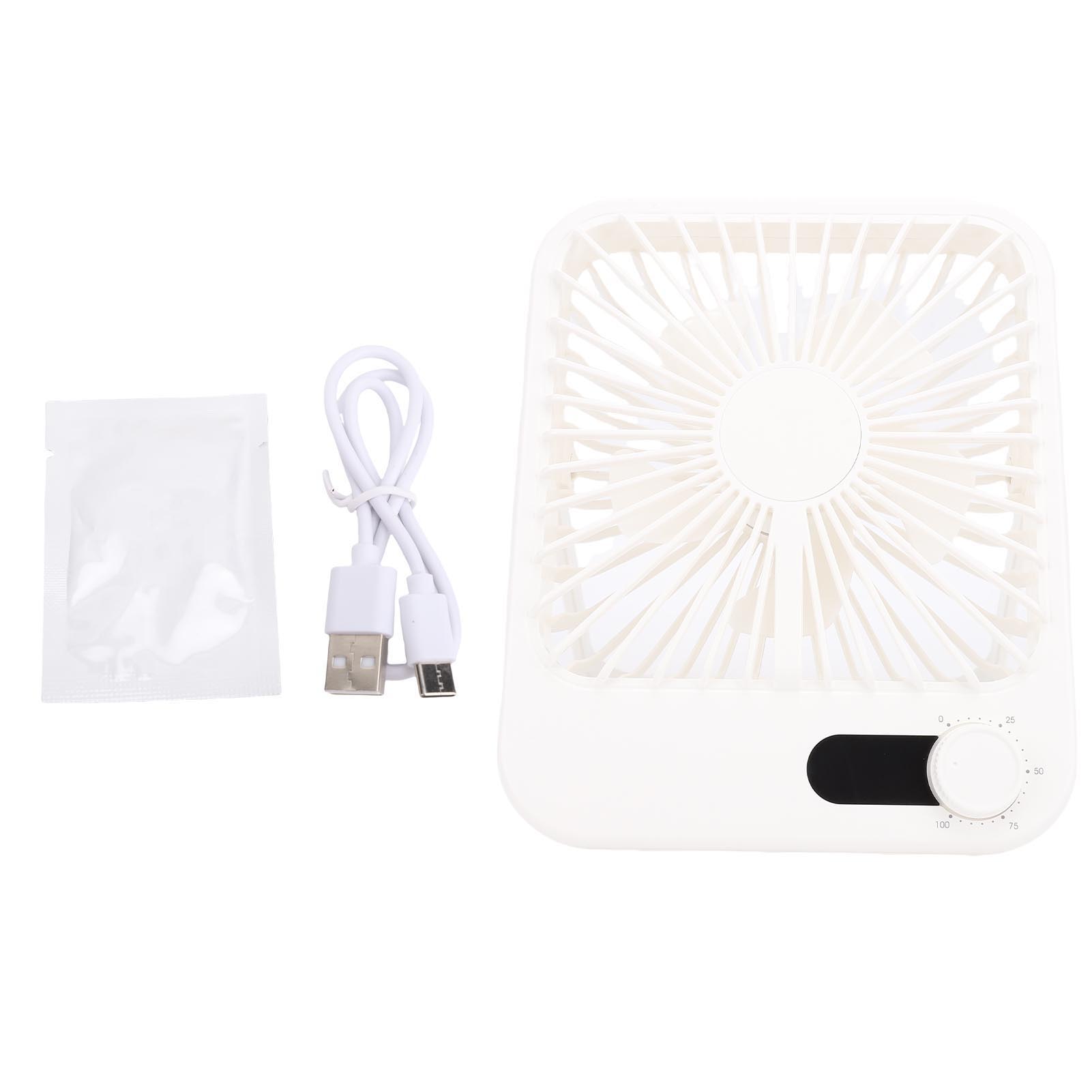 Leiser Usb-tischventilator, 100 Geschwindigkeitsstufen, Wiederaufladbar, 1000 Mah, Led-anzeige, Faltbar, Kleine Größe, Ideal Für Reisen, Büro, Schlafzimmer Und Camping (weiß).