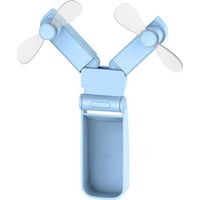 Faltbarer Elektrischer Ventilator Mit Zwei Köpfen, Tragbarer Mini-usb-ventilator Für Den Außenbereich, Innenräume, Büro Und Reisen (blau)