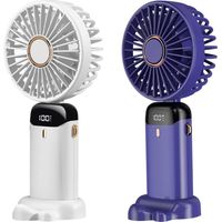 Tragbarer Ventilator, Mini-tischventilator, 5 Geschwindigkeitsstufen, Usb-wiederaufladbarer Mini-ventilator Mit Led-anzeige, Taschenventilator Für Büro, Reisen, Strand, Camping (blau, Weiß)