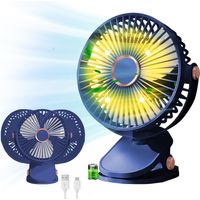 Usb-tischventilator, Clip-ventilator, 5 Geschwindigkeitsstufen, 360°-drehung, Tragbarer Mini-usb-tischventilator Mit Akku, Für Zuhause, Schlafzimmer, Camping, Blau