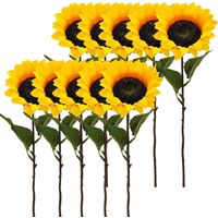 Set Mit 10 Künstlichen Sonnenblumen (je 1 Blüte Und 2 Blätter, 45 Cm Lang), Künstliche Pflanzen Für Zuhause, Hochzeiten Und Dekoration
