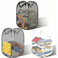 3-teiliger Faltbarer Wäschekorb, Pop-up-wäschekorb, Faltbare Pop-up-wäschekörbe, Wäschekorb Aus Netzgewebe, 36 X 36 X 58 Cm, Geeignet Für Badezimmer (schwarz, Grau, Weiß)