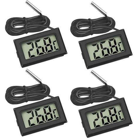 Serbien – Set Mit 4 Digitalen Lcd-thermometern – Messbereich -50 °c Bis +110 °c – Wasserdichte Externe Sonde Für Kühlschrank Und Aquarium